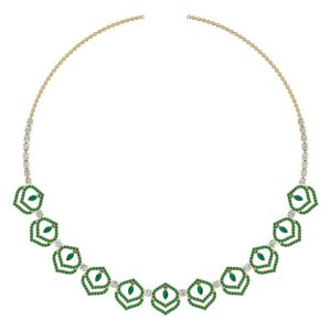Sarai Emerald & Diamond Row Necklace