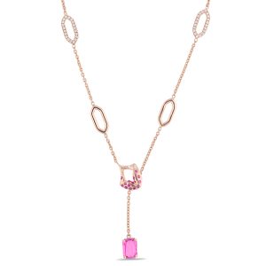 Jaipur Arch Pink Sapphire Lariat Necklace