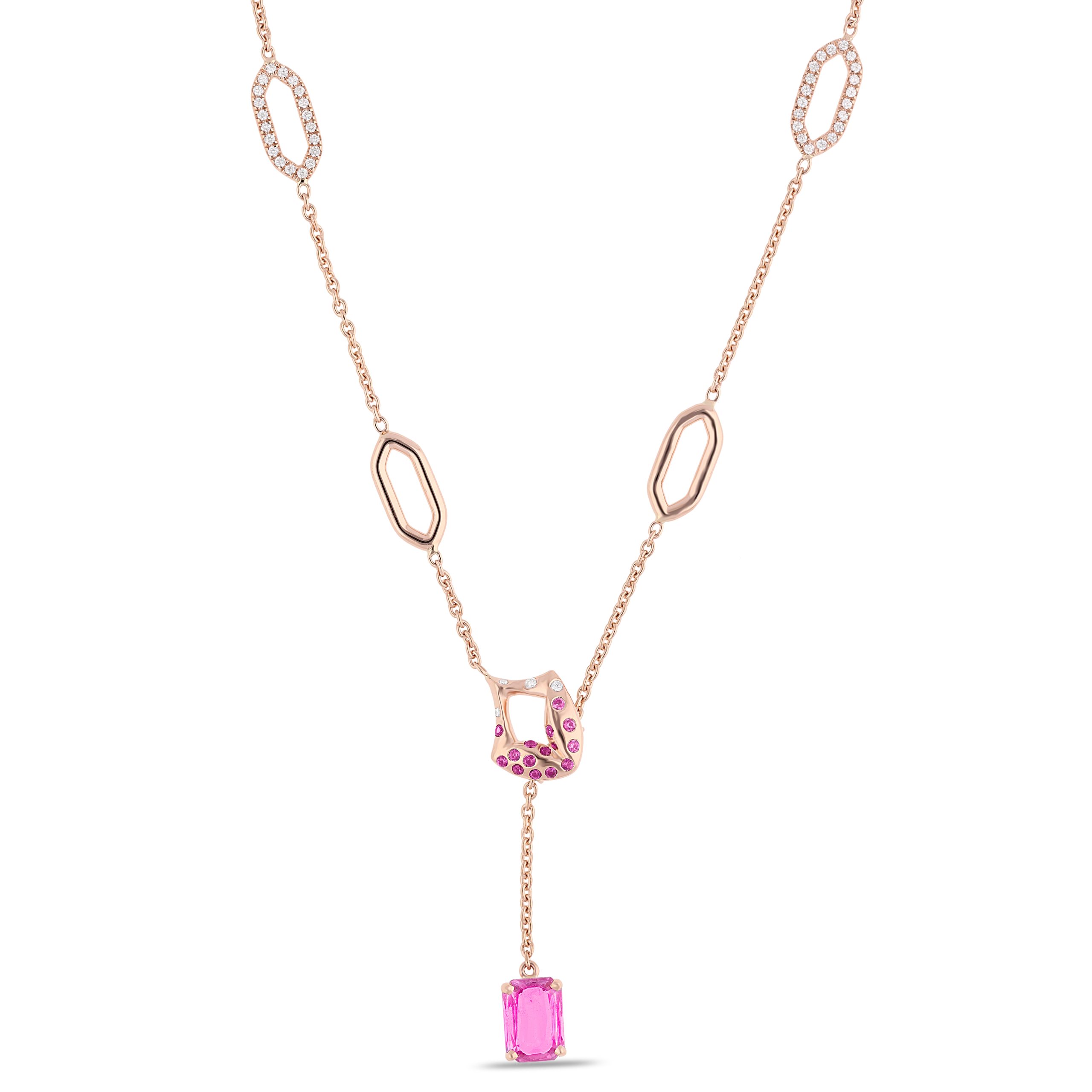 Jaipur Arch Pink Sapphire Lariat Necklace