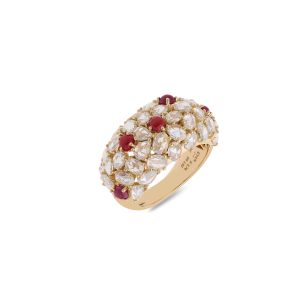 Jaipur Dome Diamond and Ruby  Ring