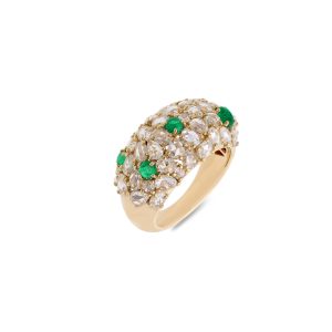 Jaipur Dome Diamond and Emerald Ring
