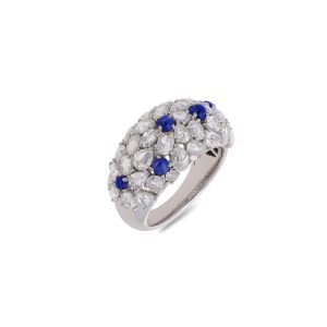 Jaipur Dome Diamond and Sapphire Ring