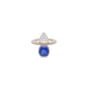 OOAK Blue Sapphire & Diamond Ring
